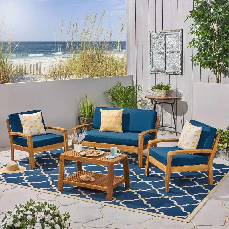 Set da conversazione da patio 4 pezzi Grenada in acacia - Christopher Knight Home