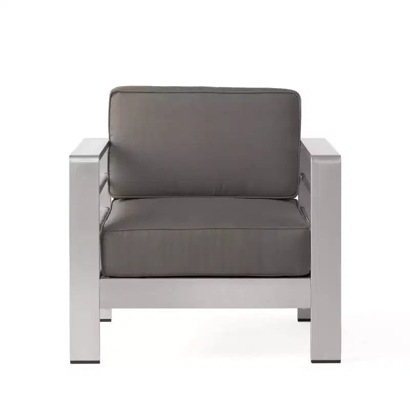 Set da salotto Cape Coral 5 pezzi in alluminio e MGO con tavolo a focolare - Christopher Knight Home