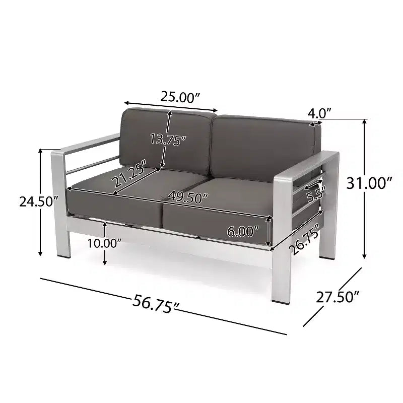 Set da salotto Cape Coral 5 pezzi in alluminio e MGO con tavolo a focolare - Christopher Knight Home