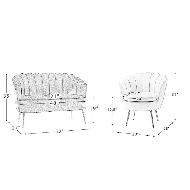 Set da soggiorno Xabier da 52 pollici, 3 pezzi, di HULALA HOME
