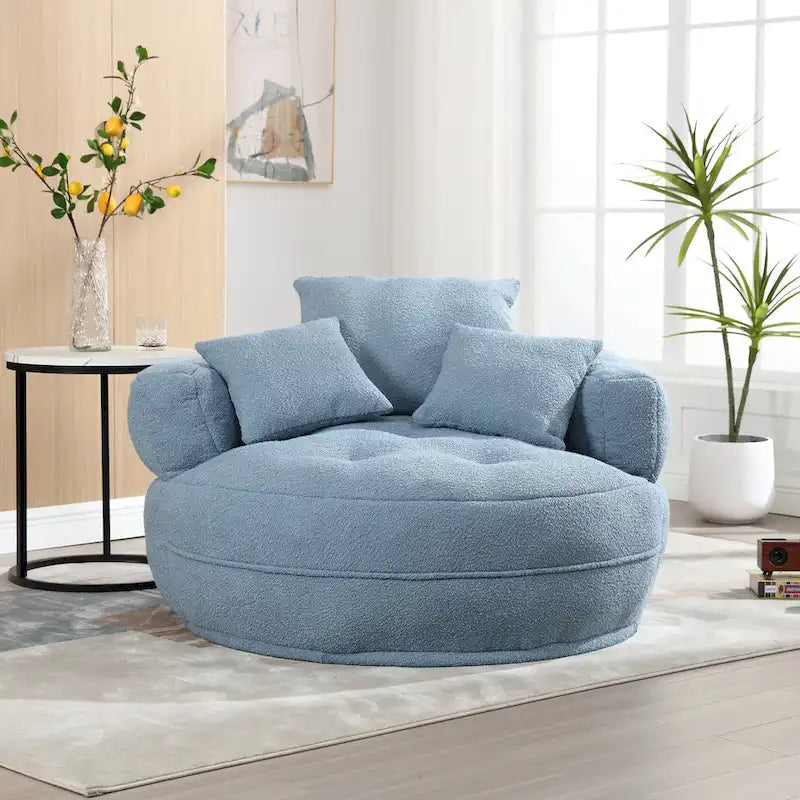 Poltrona rotonda Lazy Sofa - Bianco/Blu/Grigio/Giallo/Arancione/Rosa acceso/Blu navy/Verde, posto singolo e doppio