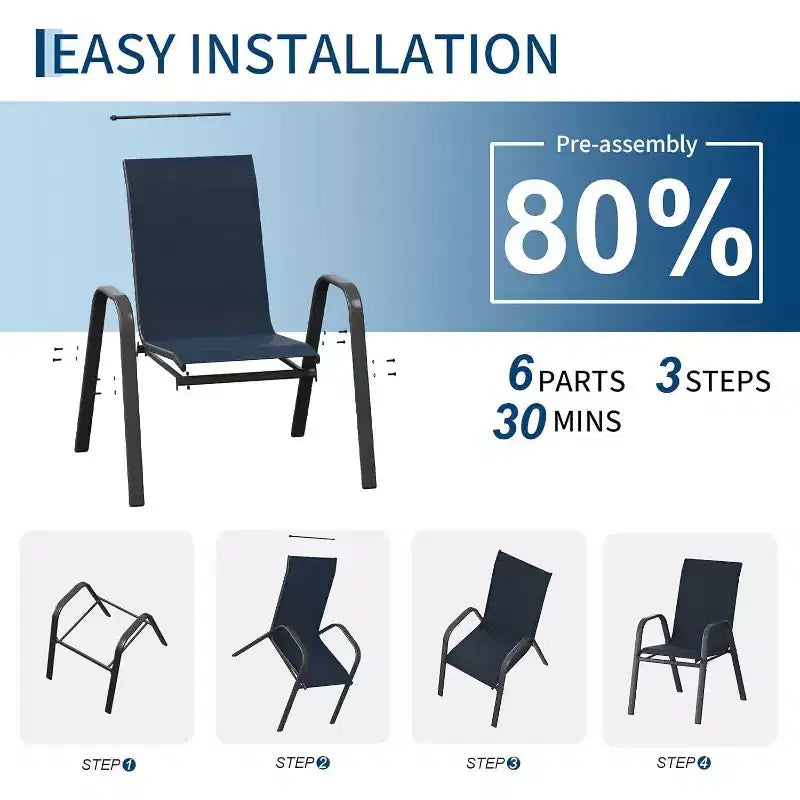 Sedie da patio, set di 4/6 sedie da pranzo impilabili per esterni, leggere e resistenti a tutte le condizioni atmosferiche, in textilene, con braccioli, per giardino e bordo piscina