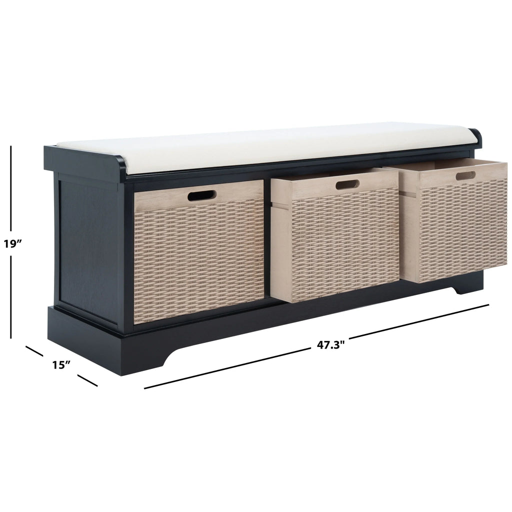 Bank tal-ħażna SAFAVIEH Fiorello bi 3 kxaxen u kuxxin - 47.3 W x 15 L x 19 H - 47Wx15Dx19H