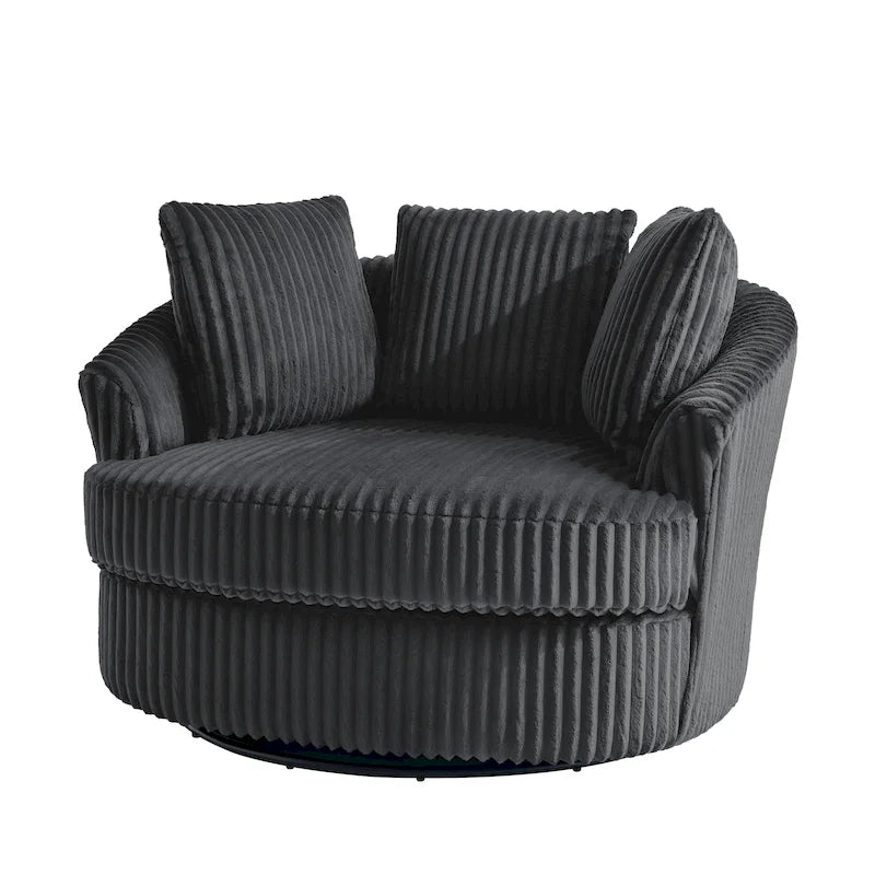 Pultruna Barrel li Tdur, Oversized 43 W, b’Corduroy Plush u Armrests Imdaħħlin