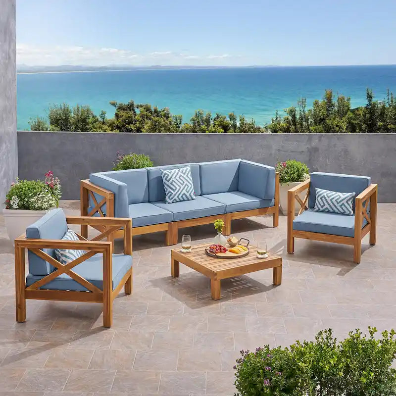 Set da conversazione da esterno Brava in legno di acacia, 6 pezzi, di Christopher Knight Home