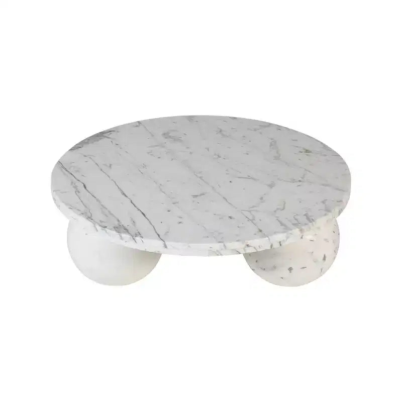 Tavolino rotondo in marmo con gambe a sfera, multicolore, 4 posti