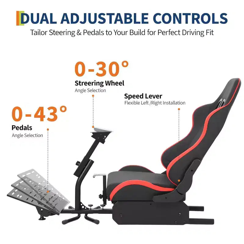 Zusammenklappbares Cockpit für Rennsimulatoren, verstellbarer Lenkradständer für G29/G920/G923, kompatibel mit Thrustmaster, Fanatec, Hori, Mad Catz, verstellbarer Pedalwinkel