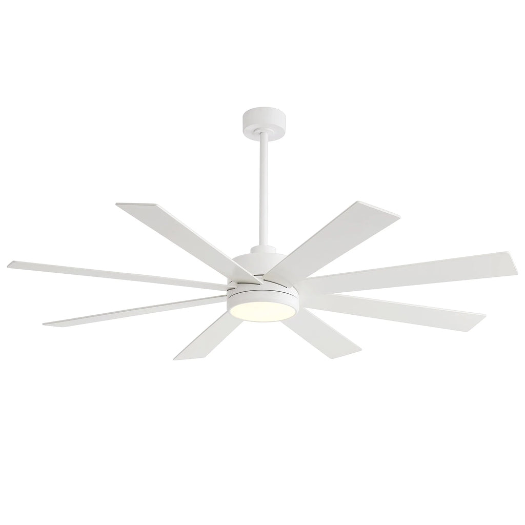 Ventilatore da soffitto nero da 65 pollici con 8 pale, LED, luce e telecomando
