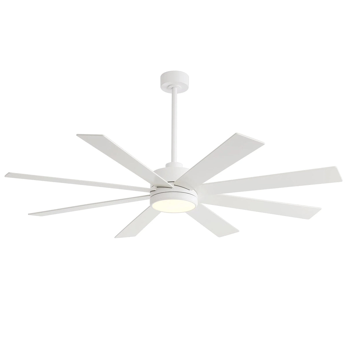 Ventilatore da soffitto nero da 65 pollici con 8 pale, LED, luce e telecomando