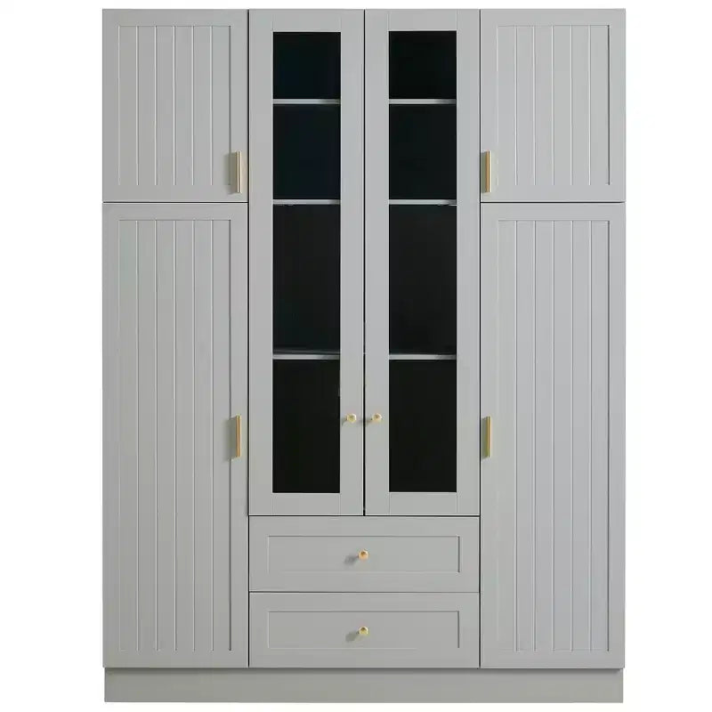 Dispensa da cucina indipendente Whisen alta 71', grande mobile contenitore per sala da pranzo con credenza e buffet a 6 ante, ripiani regolabili