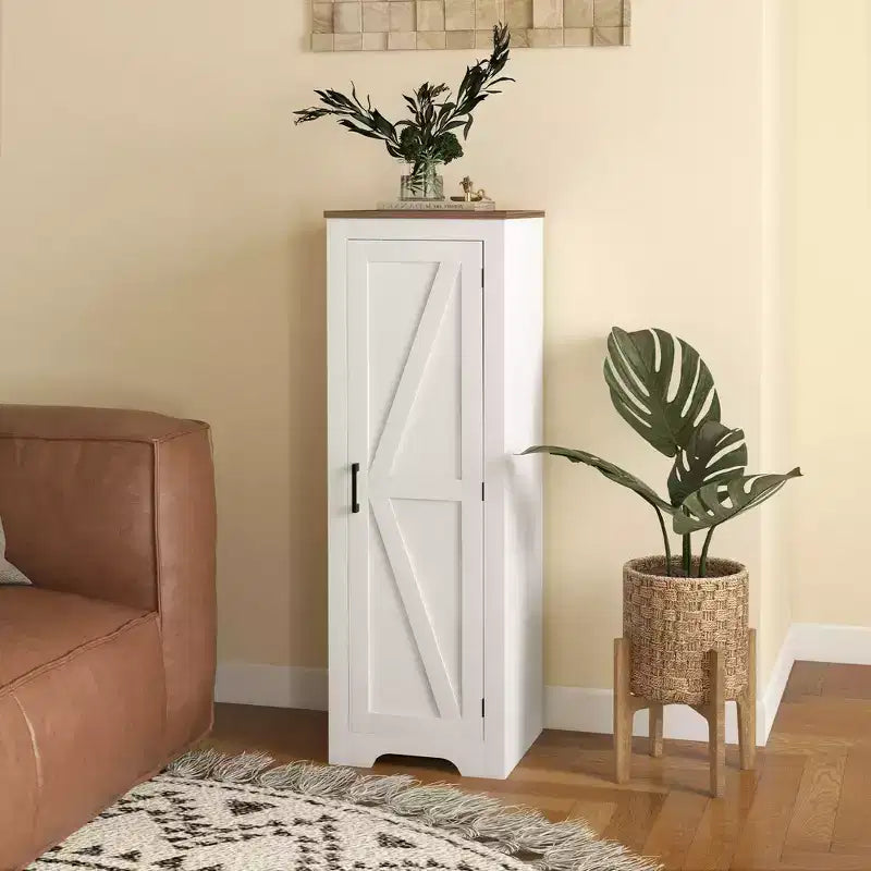 HOMCOM opbergkast in boerderijstijl met verstelbare plank, accentkast met één staldeur voor de woonkamer, vrijstaande voorraadkast, wit