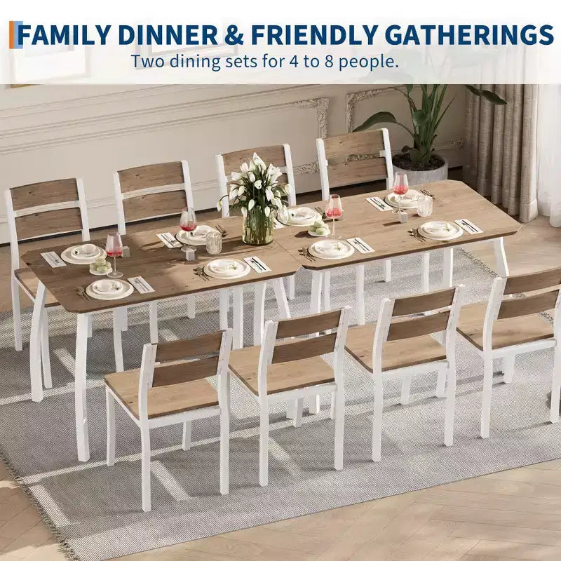 Set da cucina composto da tavolo e sedie con struttura in metallo, 5 pezzi, con design smussato