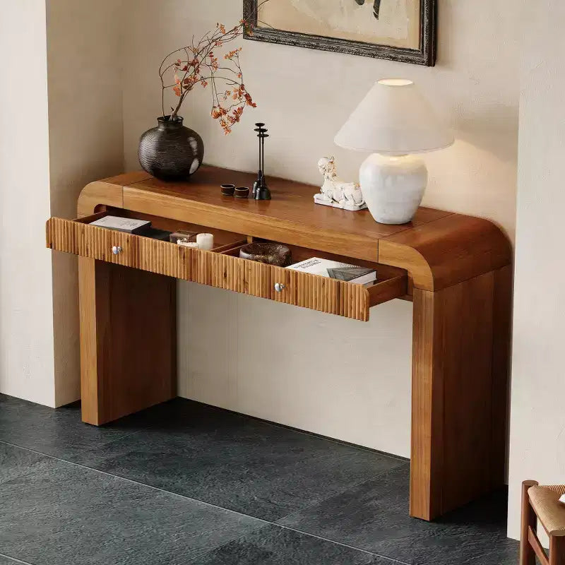 Tavolo Consolle Rustico Whisen Tavolo da Ingresso Tavolo Laterale con Frontale del Cassetto Scanalato