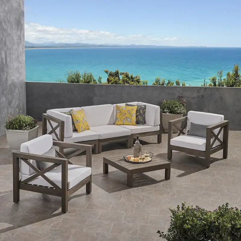 Set da conversazione da esterno Brava in legno di acacia, 6 pezzi, di Christopher Knight Home