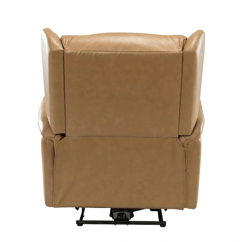 Poltrona relax elettrica in vera pelle con porta USB - Set di 2 con schienale a orecchioni e borchie