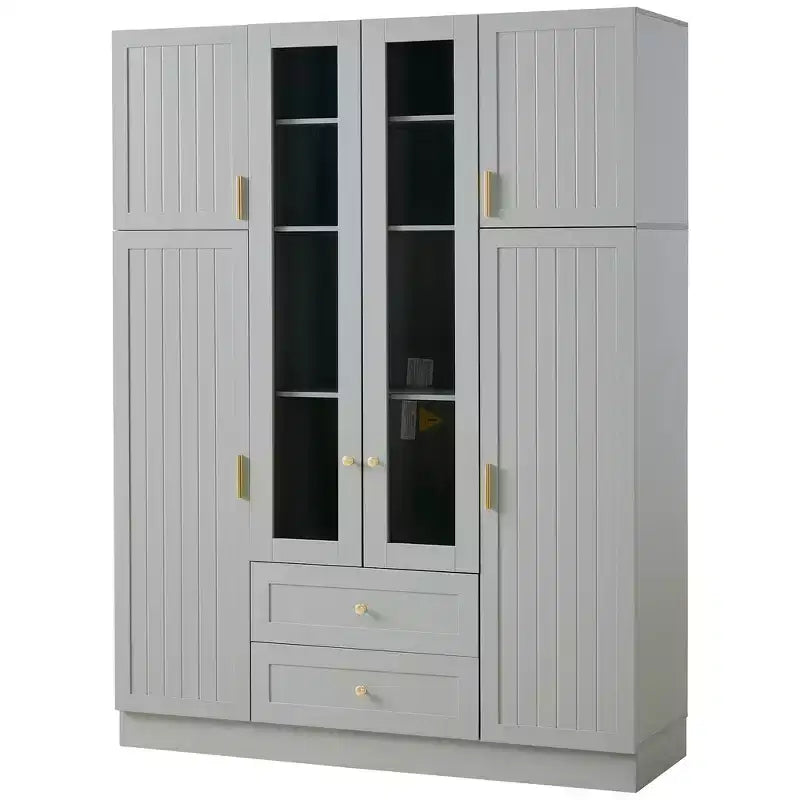 Dispensa da cucina indipendente Whisen alta 71', grande mobile contenitore per sala da pranzo con credenza e buffet a 6 ante, ripiani regolabili