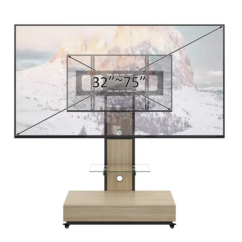 Mobile TV per TV da 32-75 pollici, carrello TV mobile ad altezza regolabile con cassetto e ruote per soggiorno, camera da letto e ufficio -ModernLuxe