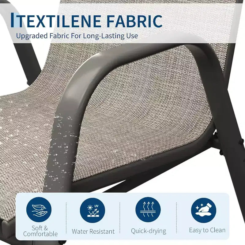 Sedie da patio, set di 4/6 sedie da pranzo impilabili per esterni, leggere e resistenti a tutte le condizioni atmosferiche, in textilene, con braccioli, per giardino e bordo piscina