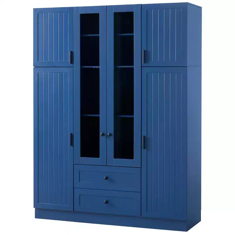 Dispensa da cucina indipendente Whisen alta 71', grande mobile contenitore per sala da pranzo con credenza e buffet a 6 ante, ripiani regolabili