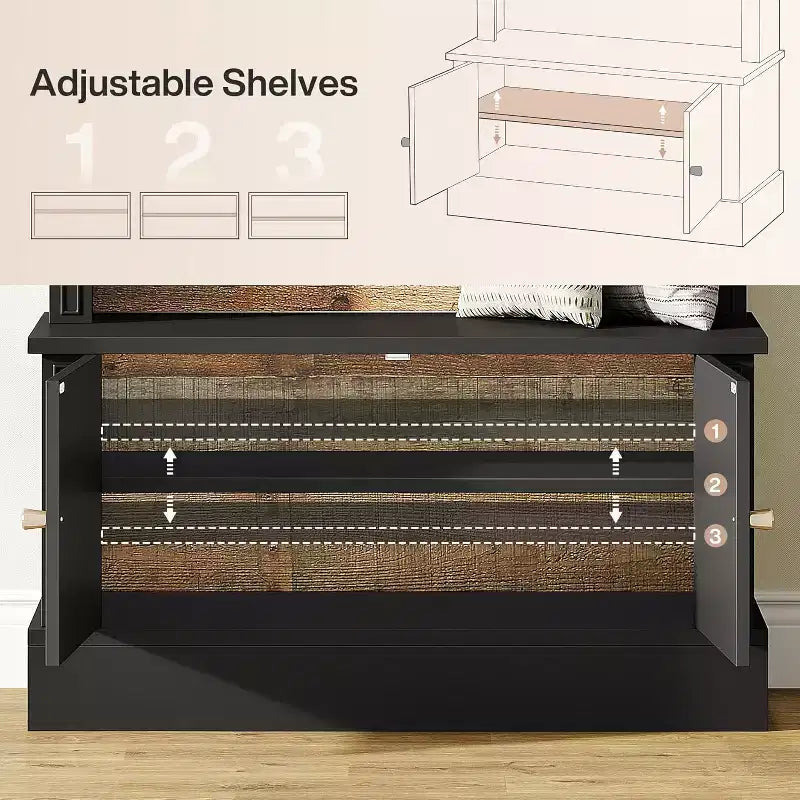 Lantine 70.86 Appendiabiti da ingresso con panca, contenitore 4-in-1 per l’ingresso: appendiabiti, scarpiera e panca per fango e scarpe per il corridoio