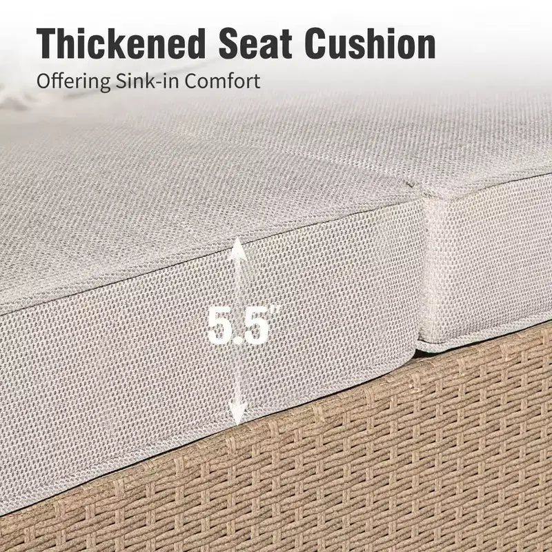 Captiva Designs 6-teiliges luxuriöses Polyrattan-Sitzmöbel-Set für die Terrasse mit Sofa, geschwungenen Armlehnen und Sitzkissen