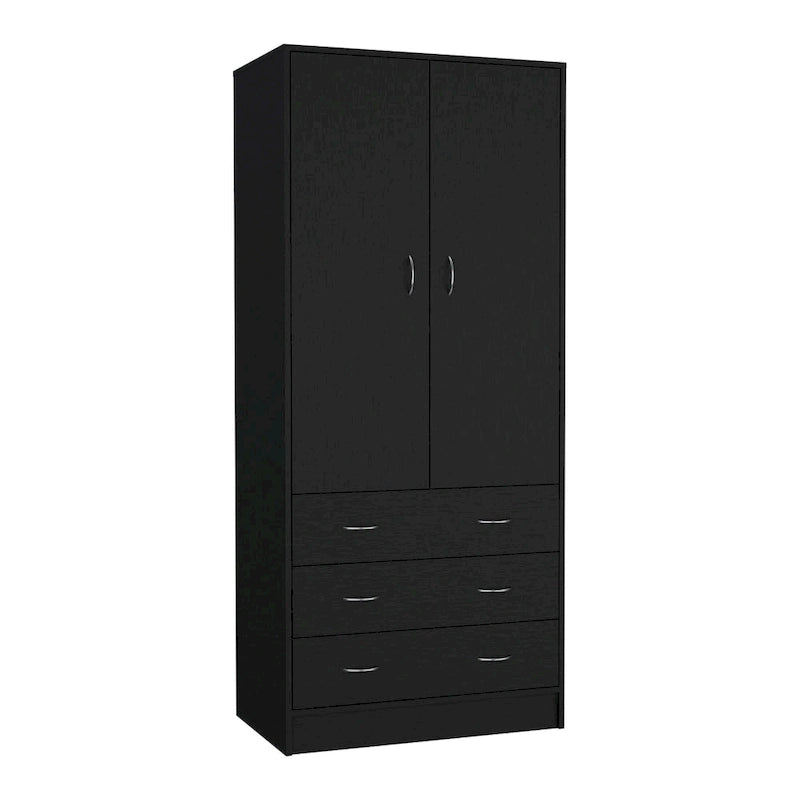 19 moderne kledingkast met twee deuren, 3 laden en 1 kledingroede voor de slaapkamer