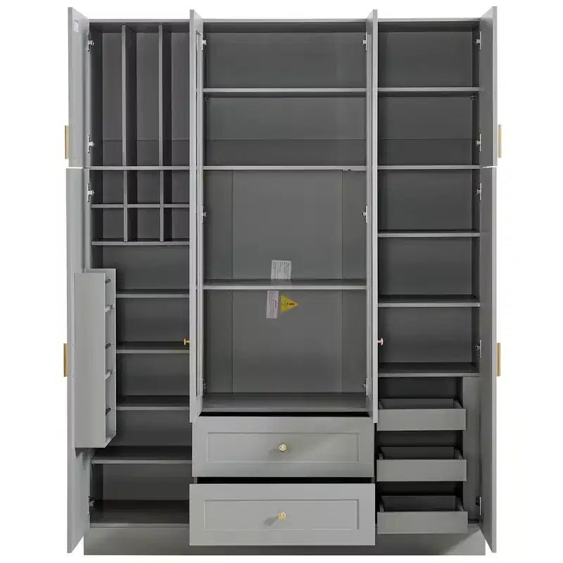 Dispensa da cucina indipendente Whisen alta 71', grande mobile contenitore per sala da pranzo con credenza e buffet a 6 ante, ripiani regolabili