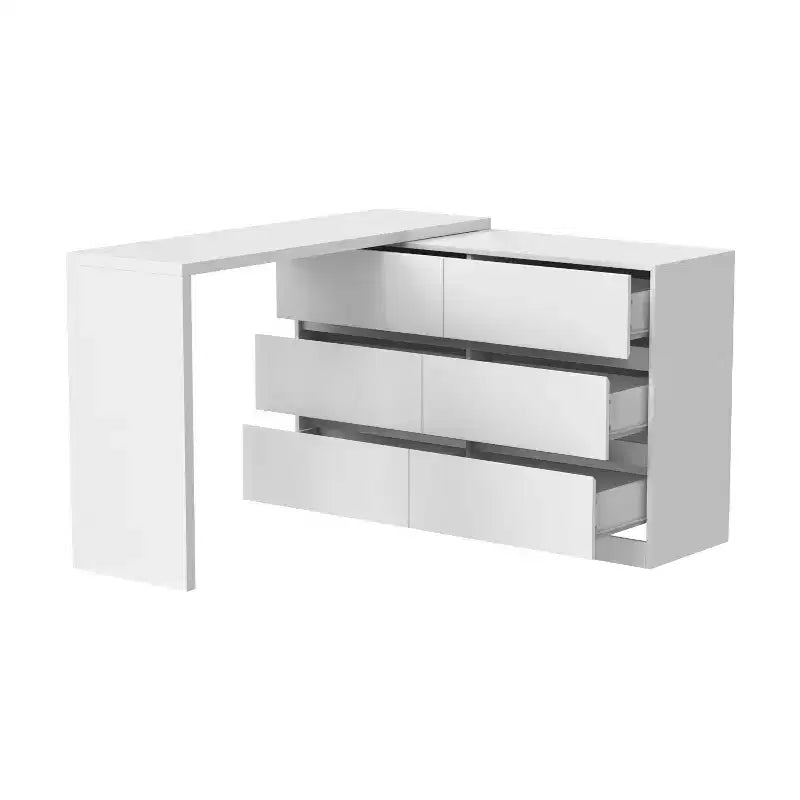 Credenza buffet girevole/estensibile intelligente con 6 cassetti, piano di lavoro estensibile, tappetino antiscivolo, tavolo da pranzo girevole, dispensa a isola da cucina