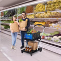 2-stufige faltbare Einkaufswagen für Lebensmittel, Tragfähigkeit 198 lb, zusammenklappbarer tragbarer Einkaufswagen mit Rädern und herausnehmbarer Kiste für Einkaufszentrum und Markt, Blau