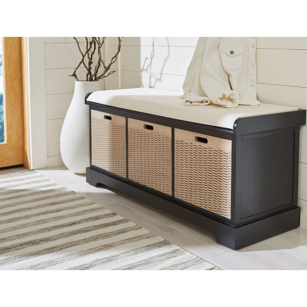 Bank tal-ħażna SAFAVIEH Fiorello bi 3 kxaxen u kuxxin - 47.3 W x 15 L x 19 H - 47Wx15Dx19H