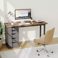 Desk tal-kompjuter ta’ 47 Pulzier b’5 kxaxen għall-ħażna, mejda moderna rustika riversibbli għall-istudju u l-kitba, workstation għall-uffiċċju tad-dar għal spazji żgħar