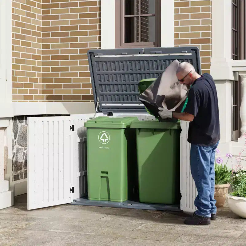 Opbergkast voor buiten, waterdichte opbergbox van hars voor buiten, voor afvalcontainers