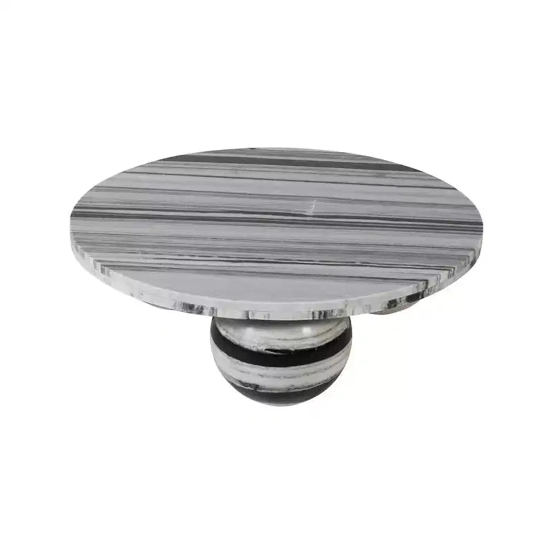 Tavolino rotondo in marmo con gambe a sfera, multicolore, 4 posti