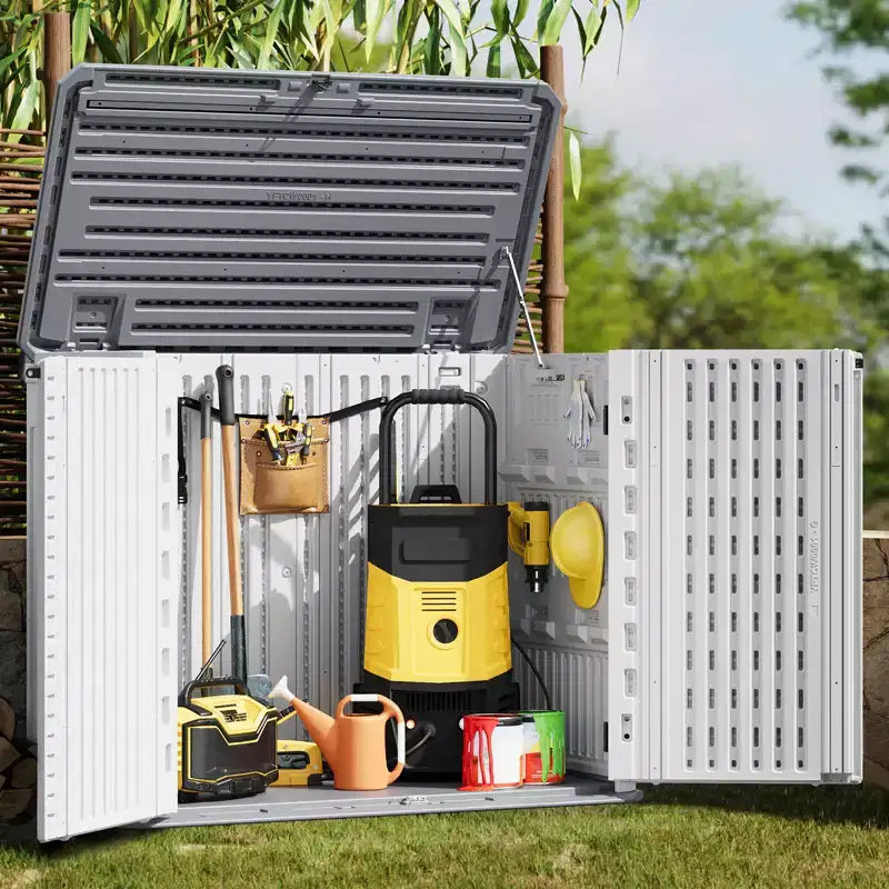 Opbergkast voor buiten, waterdichte opbergbox van hars voor buiten, voor afvalcontainers