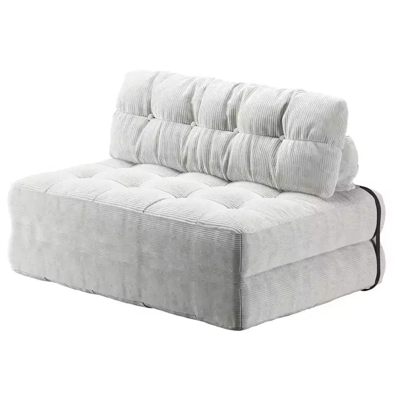 Zusammenklappbares Cord-Schlafsofa als Futon in Full-Größe, umwandelbarer Bodenschlafsessel mit Kissen und Rückenstütze