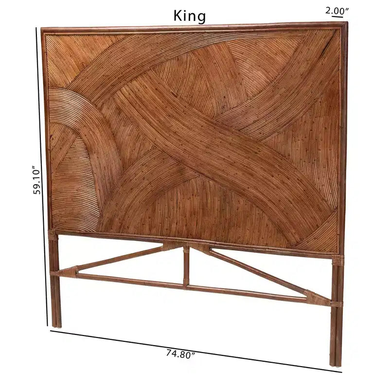 bali & pari Elettra vrijstaand hoofdbord van rotan voor kingsize bed: handgemaakt, geen montage, bohemien ontwerp