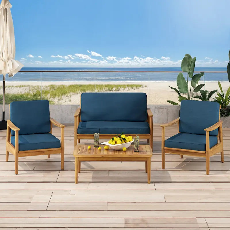 Set da conversazione da esterno Willowbrook in legno di acacia per 4 persone, di Christopher Knight Home