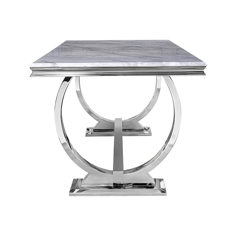 Mejda moderna tal-kamra tal-ikel b’bażi f’forma ta’ U tal-metall tal-istainless steel