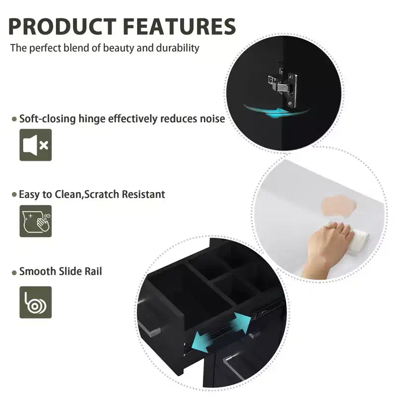 Mobile da bagno da 30" con lavabo singolo, armadietto e 3 cassetti – Nero / Blu / Verde / Indaco / Bianco
