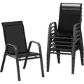 Sedie da patio, set di 4/6 sedie da pranzo impilabili per esterni, leggere e resistenti a tutte le condizioni atmosferiche, in textilene, con braccioli, per giardino e bordo piscina