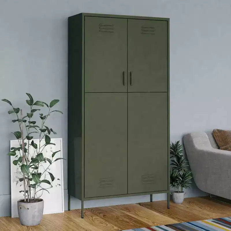 Guardaroba vidaXL verde oliva 35.4x19.7x70.9 in acciaio