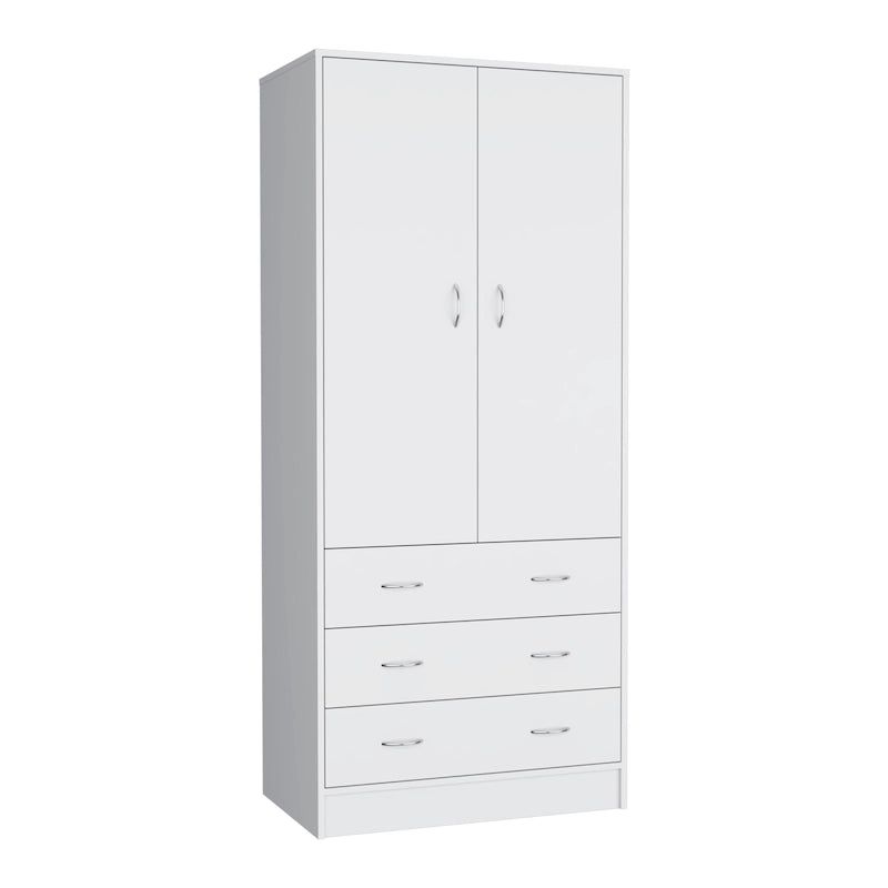 19 moderne kledingkast met twee deuren, 3 laden en 1 kledingroede voor de slaapkamer
