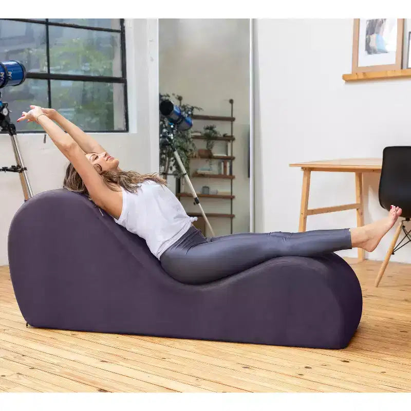Chaise longue Avana Sleek per yoga - Prodotta negli USA - Ideale per stretching, relax, esercizio e altro, 60D x 18W x 26H pollici, grigio chiaro