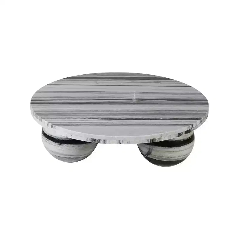 Tavolino rotondo in marmo con gambe a sfera, multicolore, 4 posti