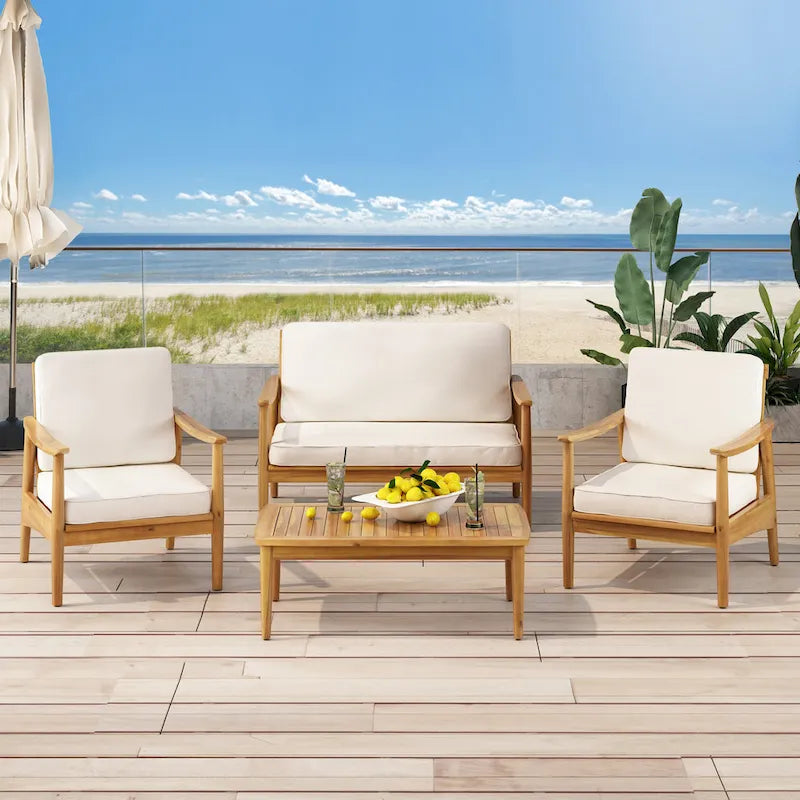 Set da conversazione da esterno Willowbrook in legno di acacia per 4 persone, di Christopher Knight Home