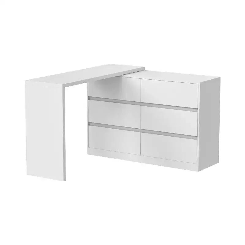 Credenza buffet girevole/estensibile intelligente con 6 cassetti, piano di lavoro estensibile, tappetino antiscivolo, tavolo da pranzo girevole, dispensa a isola da cucina