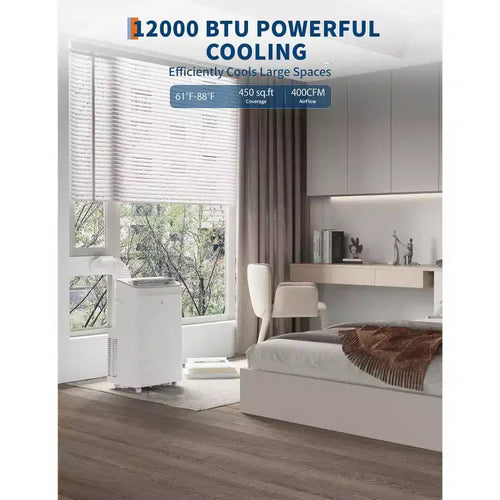 Climatizzatore portatile da 15.000 BTU, unità AC portatile 3 in 1 con deumidificatore e ventilatore, modalità Sleep, telecomando e pannello LED, raffredda 850 piedi quadrati, silenzioso
