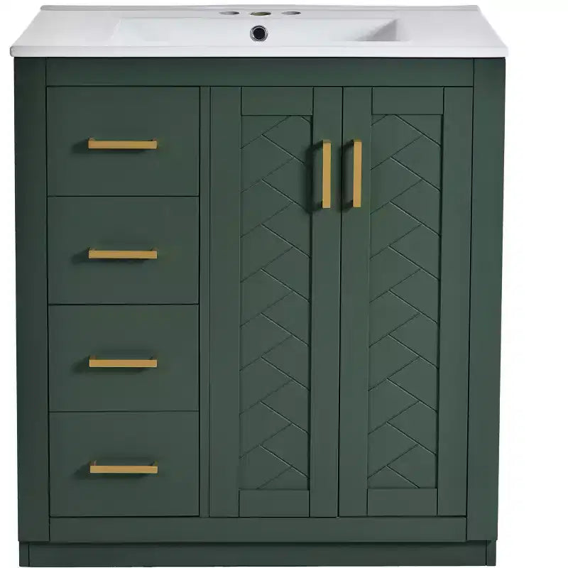 Mobile da bagno da 30" con lavabo singolo, armadietto e 3 cassetti – Nero / Blu / Verde / Indaco / Bianco