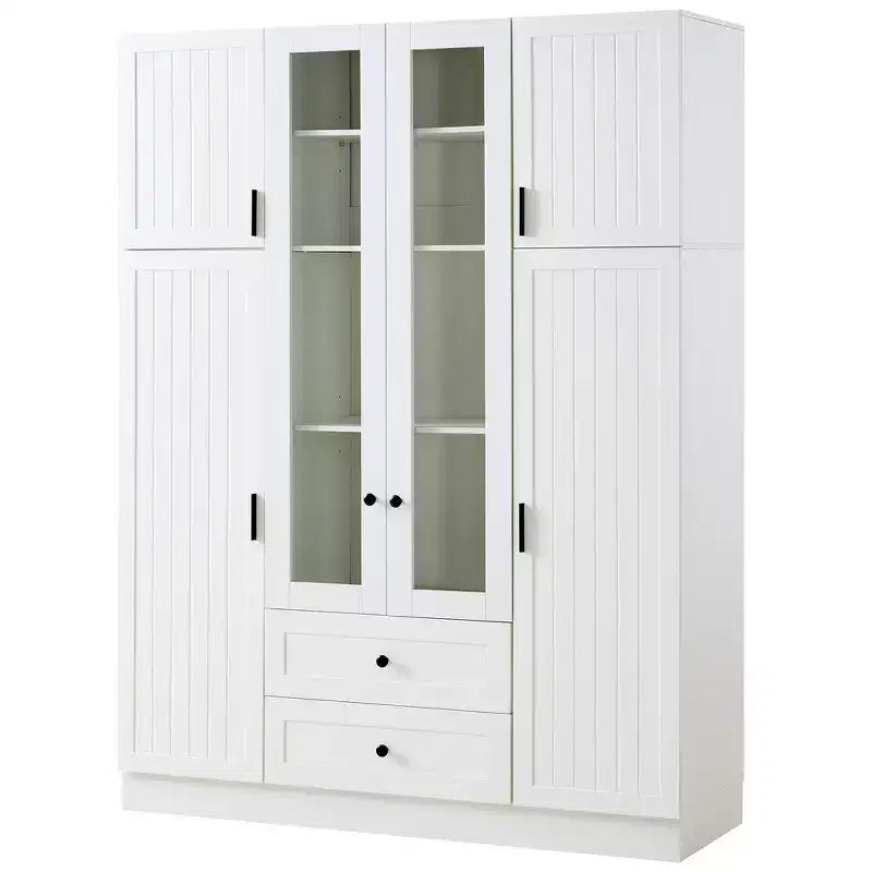 Dispensa da cucina indipendente Whisen alta 71', grande mobile contenitore per sala da pranzo con credenza e buffet a 6 ante, ripiani regolabili
