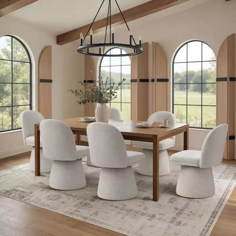 Set di 6 sedie da pranzo moderne senza braccioli girevoli a 360° con base a piedistallo, eleganti sedie d'accento per cucina, sala da pranzo o ufficio-Panipeachy